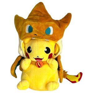 2015 Pokémon Center Pikachu Plush In Mega Charizard Costume Poncho 10” Stuffed